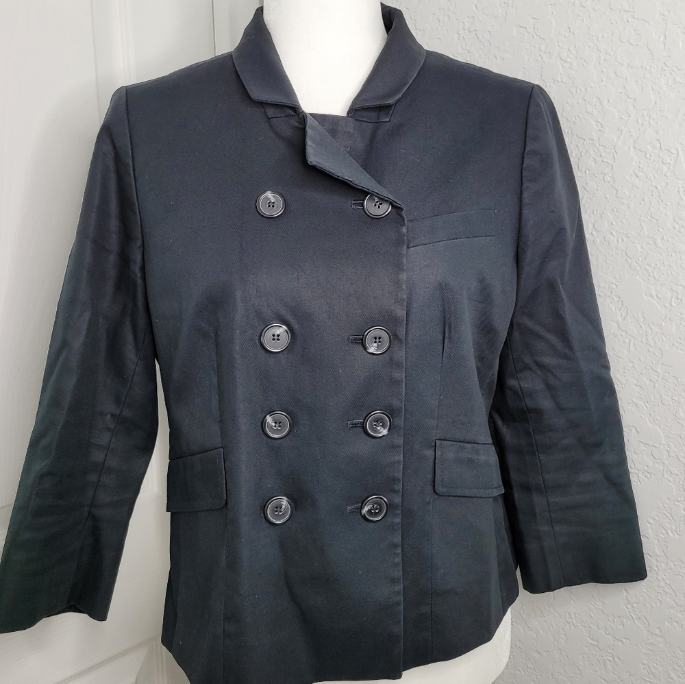 Ann Taylor Black Double Breast Button Blazer